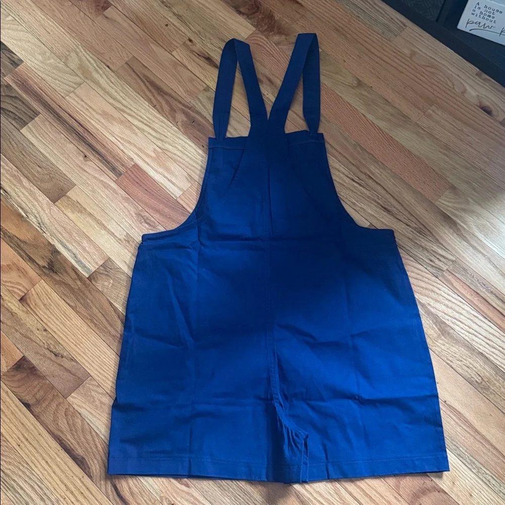 NWOT Zenana Knotted Strap Overall Romper With Pockets Size Large Blue - Picture 2 of 8